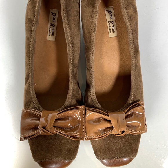 Paul Green München Nola Suede Patent Bow Wedge - Picture 6 of 8